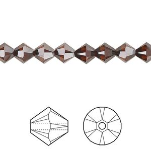 Bead 24pk smoked amber, Crystal Passions® 6mm bicone 5328