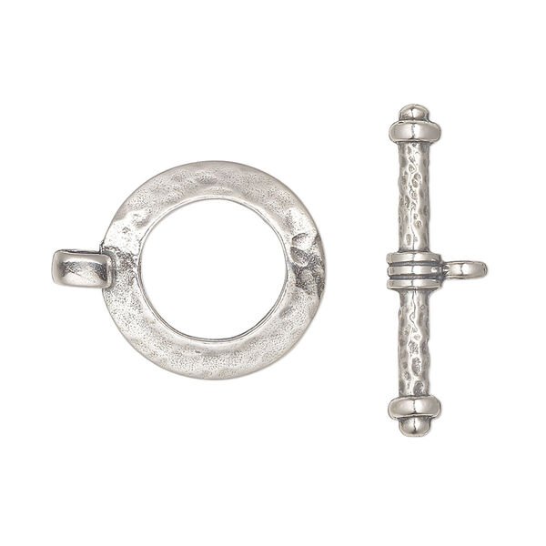 Clasp, toggle, antiqued sterling silver, 18mm round. Sold individually. image number 0