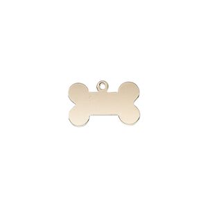 Charm, 14Kt gold-filled, 15x9mm double-sided flat dog bone. Sold individually.