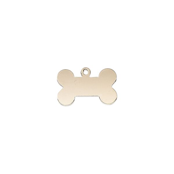 Charm, 14Kt gold-filled, 15x9mm double-sided flat dog bone. Sold individually. image number 0