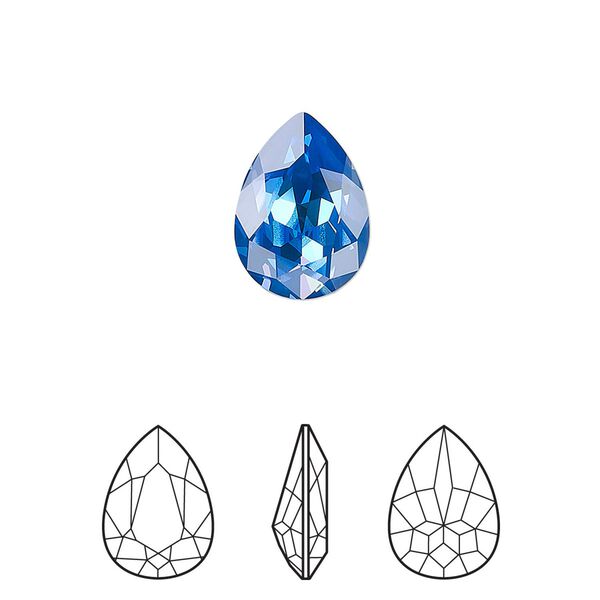 Fancy stone 1pk crystal royal blue DeLite, Crystal Passions® 14x10mm pear 4320 image number 0