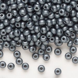 Seed bead, Preciosa Ornela Czech glass, pkg/500g, #6 rocaille, opaque PermaLux dyed black chalkwhite, (22022).