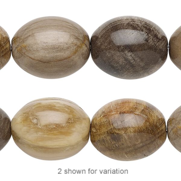 Petrified wood 1pkg1, oval bead natural 8 inch 19x15mm-20x15mm image number 0