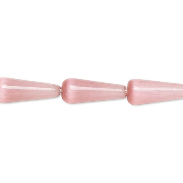 Bead, cat's eye glass (fiber optic glass), dark pink, 16x6mm teardrop, quality grade. Sold per 15-1/2" to 16" strand. image number 0