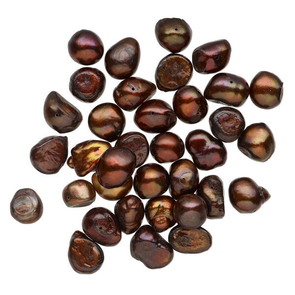 Freshwater pearl 1pkg2oz, mixed shapes, copper 9-15mm cultured image number 1
