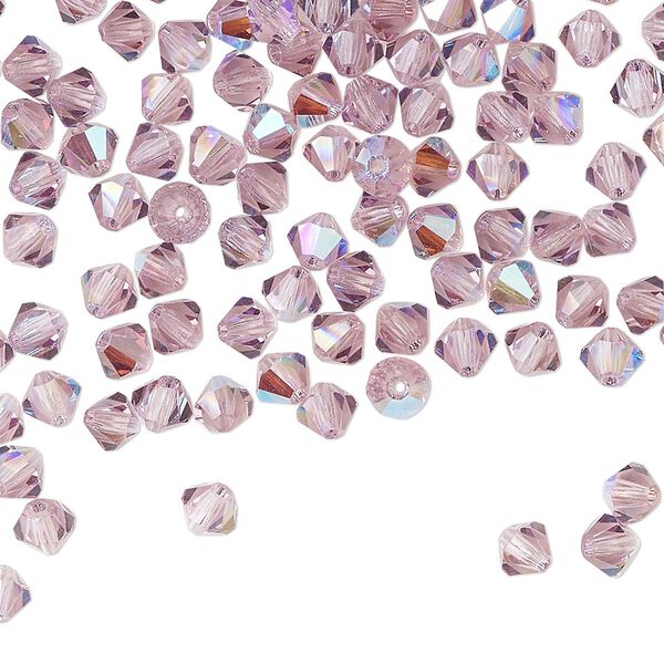 Bead 144pk light amethyst glitter, Preciosa Czech crystal 4mm bicone image number 0