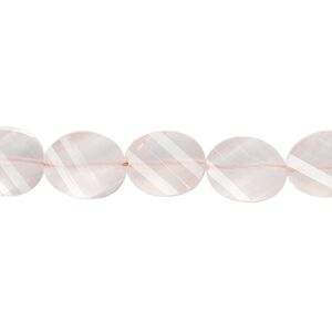 Rose quartz 1pkg5, hand-cut faceted twisted flat oval bead natural 11x9mm