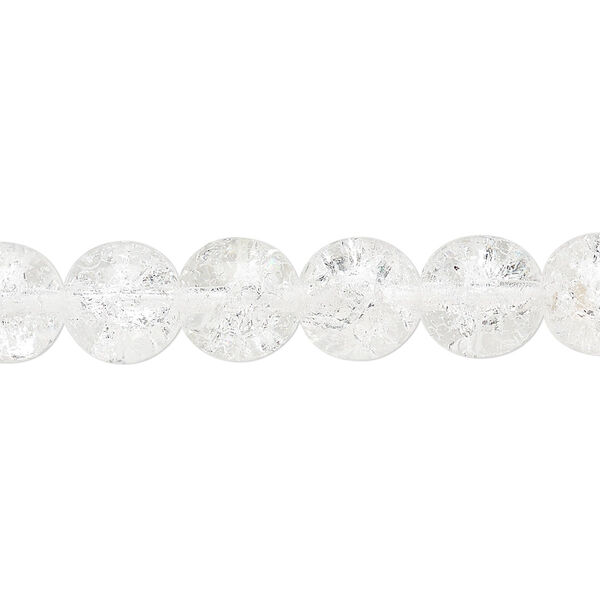Bead, Czech crackle glass druk, clear, 10mm round. Sold per 15-1/2" to 16" strand. image number 0
