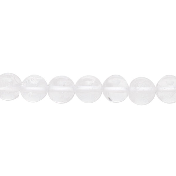 Bead, quartz crystal (natural), 7mm hand-cut round, B- grade, Mohs hardness 7. Sold per 15-1/2" to 16" strand. image number 0