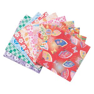 Origami paper, Washi, multicolored, 3x3-inch square, 10 total patterns. Sold per pkg of 300 sheets.
