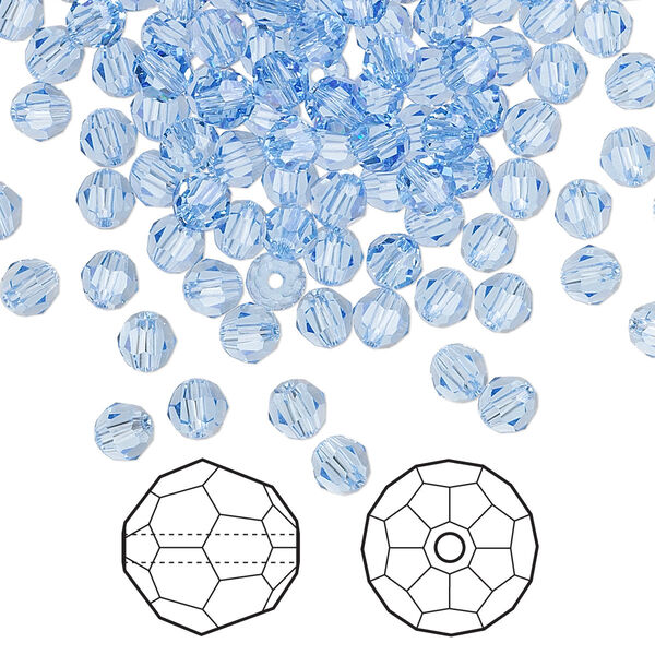 Bead 720pk light sapphire, Swarovski® 4mm round 5000 image number 0