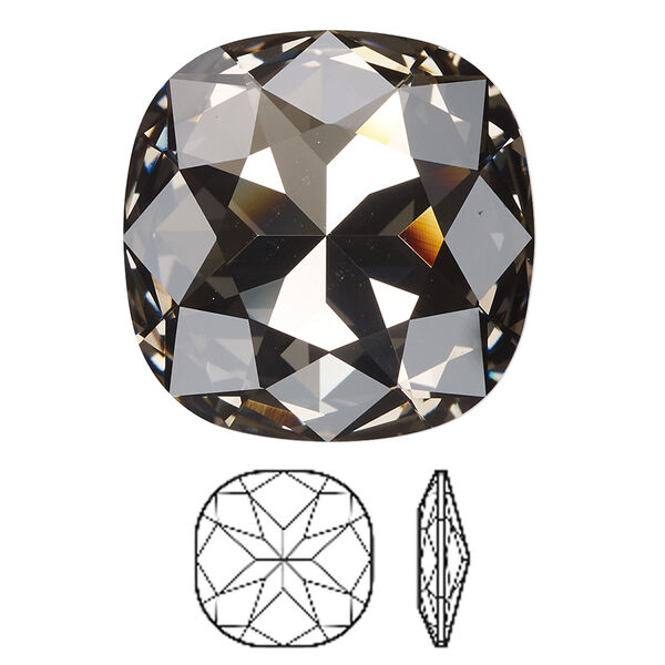Fancy stone 1pk black diamond foil back, Crystal Passions® 27mm cushion 4487 image number 0