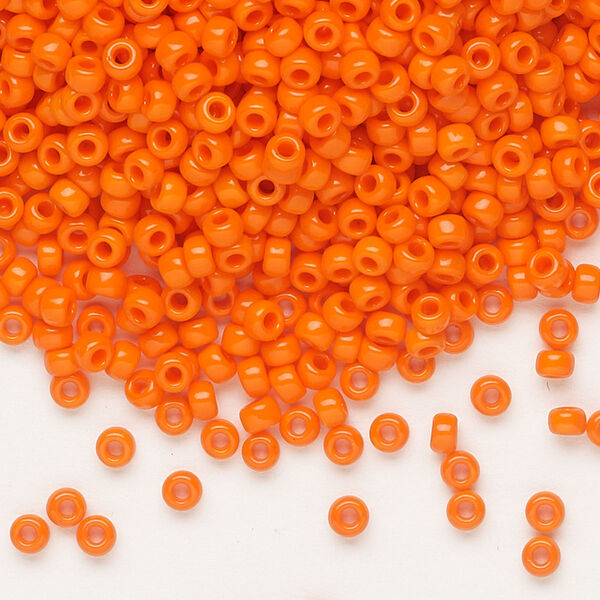 Seed bead, Miyuki, glass, pkg/250g, #8 rocaille, opaque orange, (RR-406). image number 0