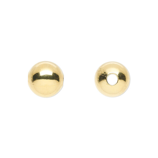 Bead, gold-plated brass, 10mm round. Sold per pkg of 10. image number 0