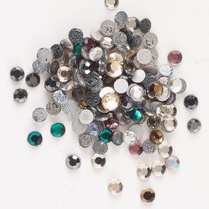 Flat back mix 144pk mixed colors foil back, vintage Preciosa Czech crystal hotfix rhinestone 3-3.2mm round SS12