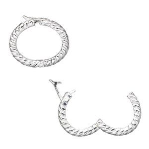 Clasp twister 1pkg1 silver-plated, 18x16mm hinged double-sided braided oval / safety latch, brass 1-strand