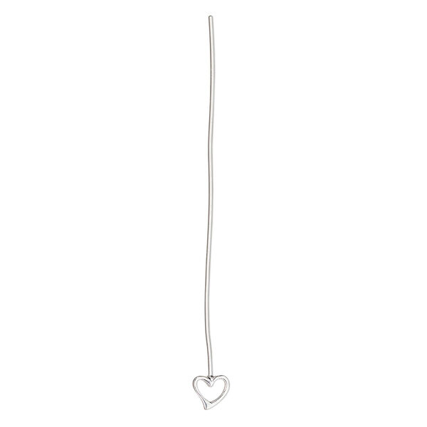 Head pin 1pkg1 sterling silver, 2 inches with 5mm open heart, 22 gauge. image number 0