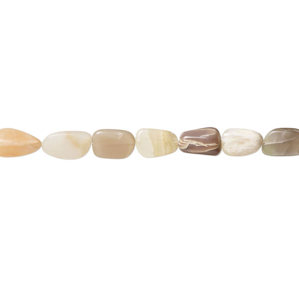 Peach moonstone / grey moonstone / coffee moonstone 1pkg1, hand-cut nugget bead natural, 13 inch medium to large image number 1