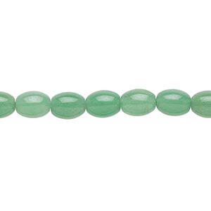 Green aventurine 1pkg1, oval bead natural 15.5-16 inch 9x6mm