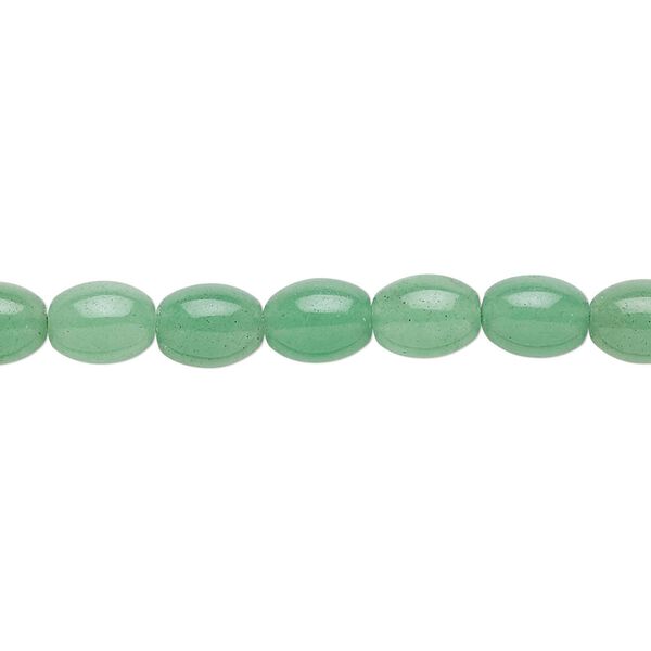 Green aventurine 1pkg1, oval bead natural 15.5-16 inch 9x6mm image number 0