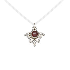 Garnet / sterling silver 1pkg1, antiqued drop natural 13x11mm