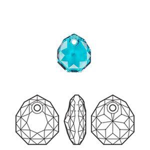 Drop 1pk blue zircon, Crystal Passions® 11.5x10mm pendant majestic 6436