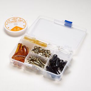 Bead and cord mix, acrylic and CCB, pkg/1, mixed colors, 34.5x13.5mm curved round tube and 10x2.5mm heishi.