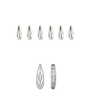 Flat back 30pk crystal foil back, Crystal Passions® 6x1.7mm raindrop 2304