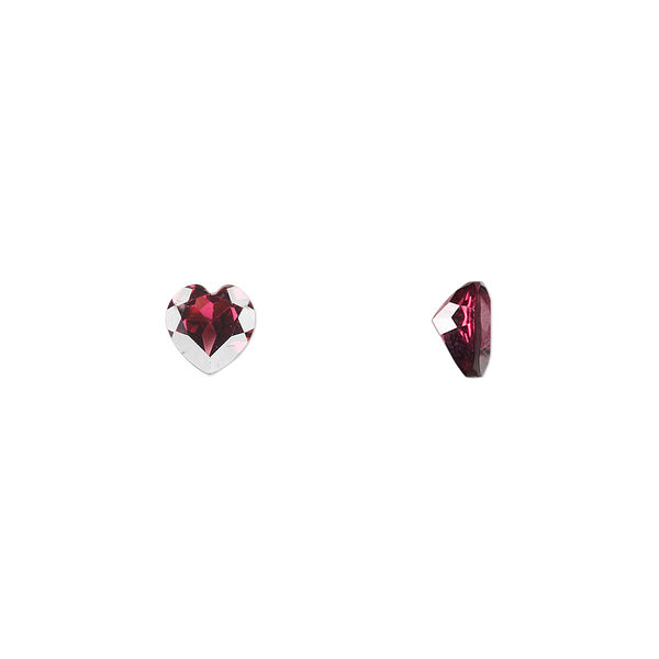Gem, rhodolite garnet (natural), 6x6mm hand-cut faceted heart, A grade, Mohs hardness 7 to 7-1/2. Sold individually. image number 0