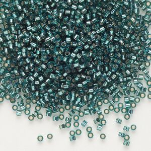 Seed bead, Delica®, glass, pkg/7.5g, #11 round, transparent silver-lined teal (DB-0607).