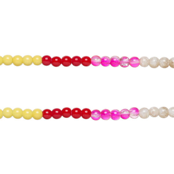 Bead, glass, translucent-mixed colors, 8-8.5mm round. Sold per pkg of (2) 7-inch strand, approximately 50 beads. image number 0