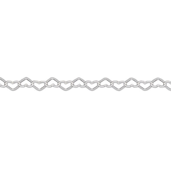 Chain, sterling silver, 3.5mm flat heart cable. Sold per 5-foot spool. image number 0