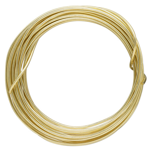 Wire, Zebra Wire™, brass, round, 14 gauge. Sold per 5-yard coil. image number 0
