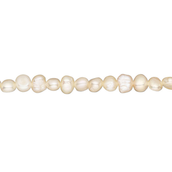 Pearl, cultured freshwater pearl (dyed), light peach, 3-4mm flat-sided potato, D grade, Mohs hardness 2-1/2 to 4. Sold per 15-inch strand, approximately 105 beads. image number 0
