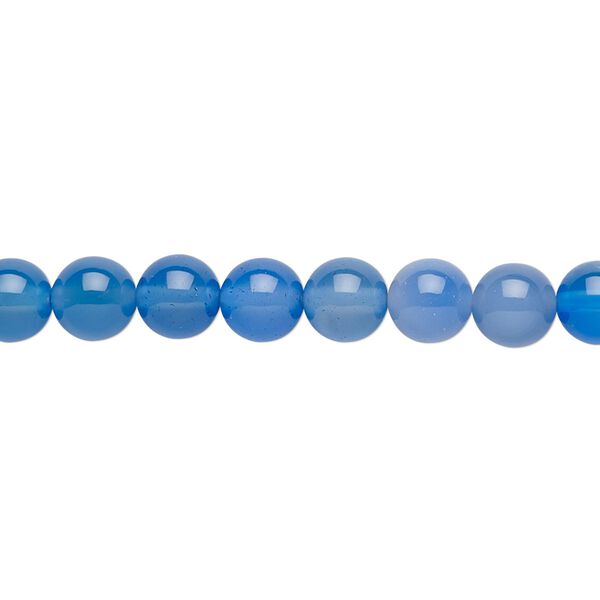 Blue agate 1pkg1, round bead 15.5-16 inch 6mm image number 0