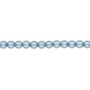 Bead, Czech pearl-coated glass druk, opaque sky blue, 4mm round. Sold per 15-1/2" to 16" strand.