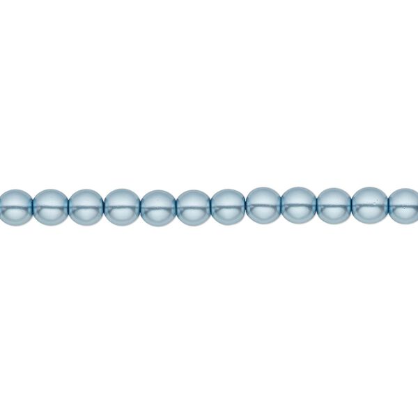 Bead, Czech pearl-coated glass druk, opaque sky blue, 4mm round. Sold per 15-1/2" to 16" strand. image number 0