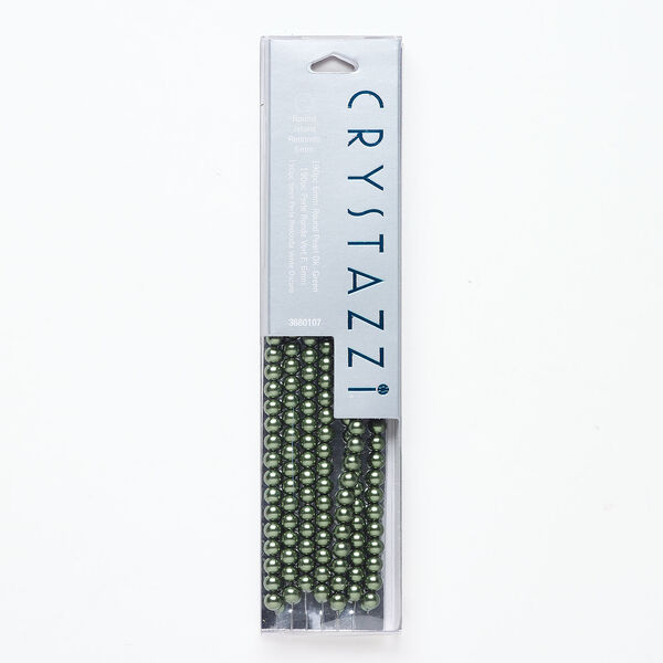 Bead, crystal pearl 1pkg190, dark green, 6mm round. image number 0