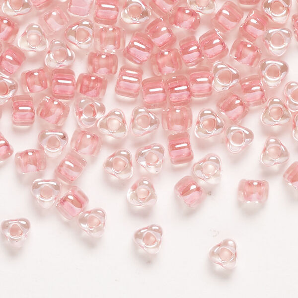 Seed bead, Miyuki 1pkg10g, glass, #5 triangle, transparent pink inside dyed color clear (TR-1109) image number 0