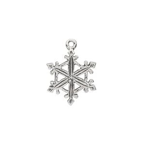 Charm, sterling silver, 16x15mm double-sided snowflake. Sold individually.