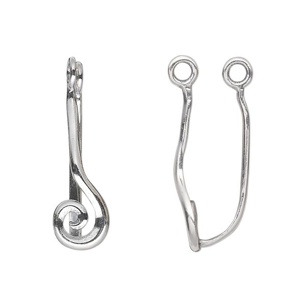 Bail, JBB Findings, donut, antiqued sterling silver, 23x9mm overall with swirl design, 19x5.5mm grip length. Sold individually. image number 0