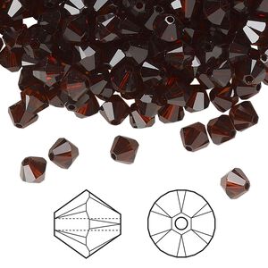 Bead 144pk smoked amber, Crystal Passions® 5mm bicone 5328