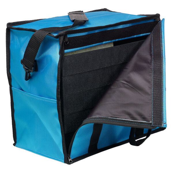 Jewelry tray carrying case, nylon / steel / plastic, turquoise blue / clear / black, 14 x 15-1/2 x 8-1/2 inches. Sold individually. image number 2