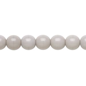 Bead, Preciosa, Czech glass druk, opaque light grey, 8mm round. Sold per 15-1/2" to 16" strand.