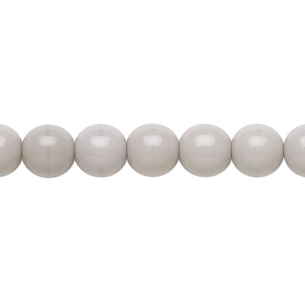 Bead, Preciosa, Czech glass druk, opaque light grey, 8mm round. Sold per 15-1/2" to 16" strand. image number 0