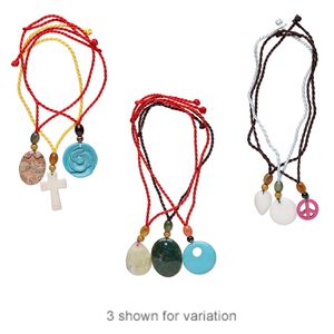 Multi-gemstone / nylon 1pkg3, mixed shape necklace 16-18 inch mix 7-44mm