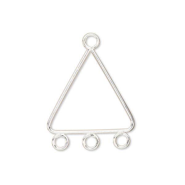 Drop, silver-plated steel, 21x21x19mm triangle with 3 loops. Sold per pkg of 10. image number 0