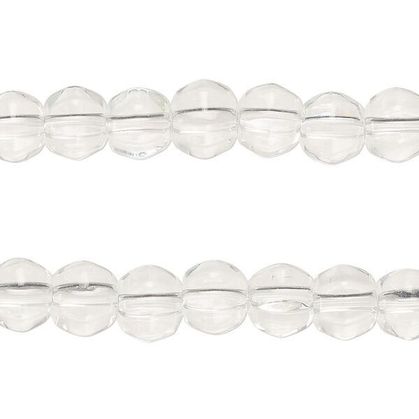 Bead, glass, clear, 8-9mm faceted round. Sold per pkg of (2) 14-inch strands. image number 0