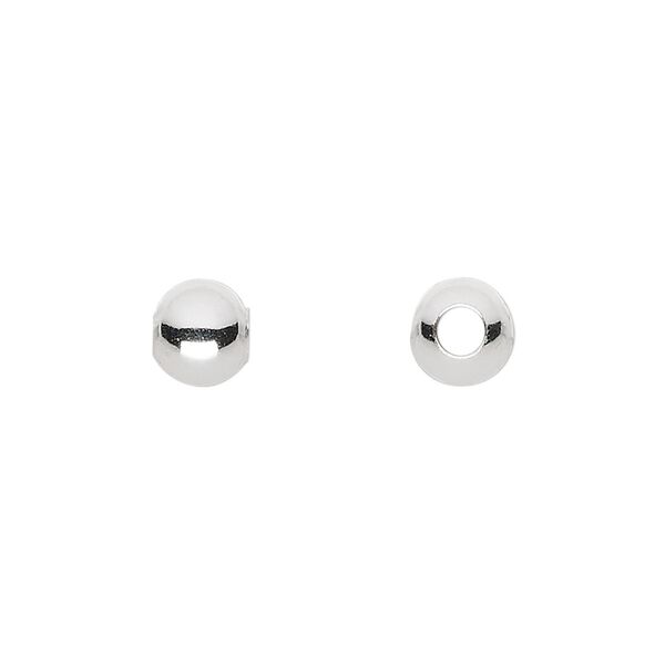 Bead, sterling silver, 7mm round. Sold per pkg of 2. image number 0