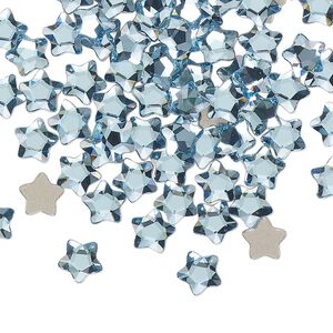 Flat back 360pk aquamarine foil back, Swarovski® 6mm star flower 2754
